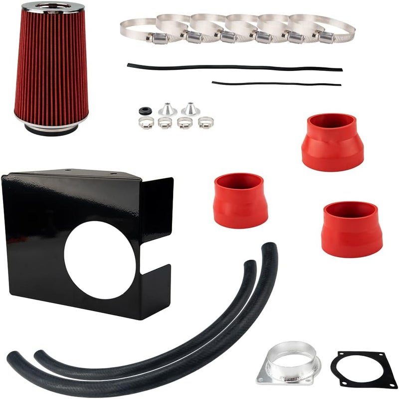 AUTOSITY 4" Cold Air Intake System Kits + Filter Aluminum Compatible with 1997-2003 F150 1997-1999 F250 1997-2003 Expedition 1998-1999 Navigator (Red) - Image 5